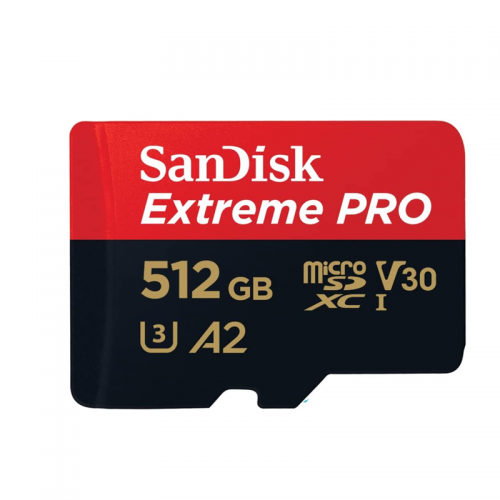 SanDisk 512GB Extreme Pro microSD UHS I Card for 4K Video on Smartphones, Action Cams & Drones 200MB/s Read, 140MB/s Write, SDSQXCD 512G GN6MA, Red/Black